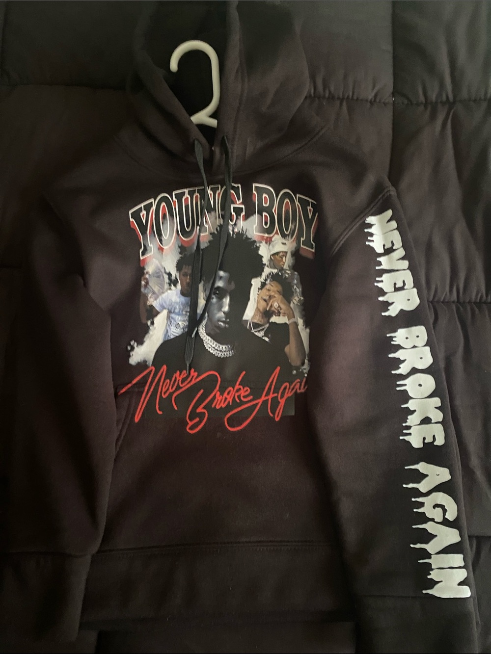 Black 'Never Broke Again' Graphic Kids Hoodie